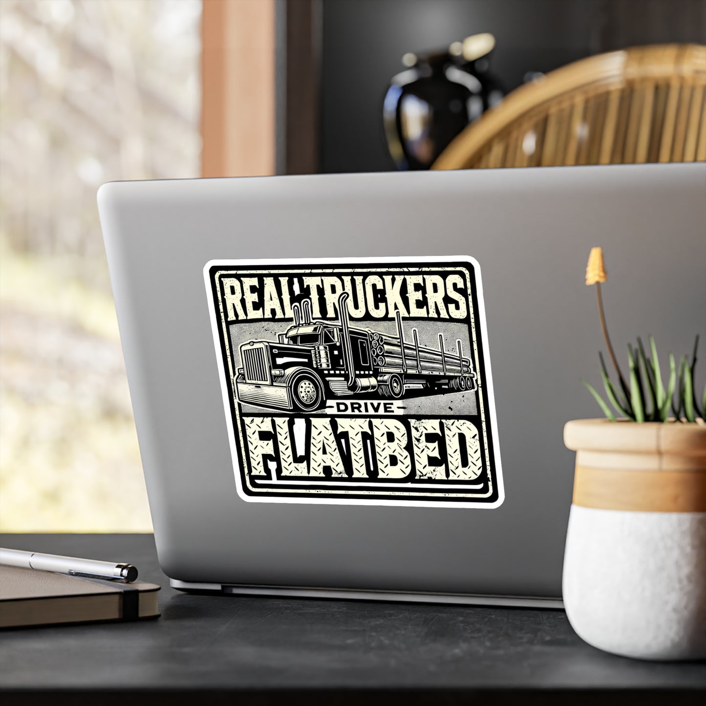 Real Truckers Drive Flatbed - Truckers Sticker for Laptop Sticker. Water Bottle Sticker, Vinyl Flatbed truck Decal - Truckers Gift