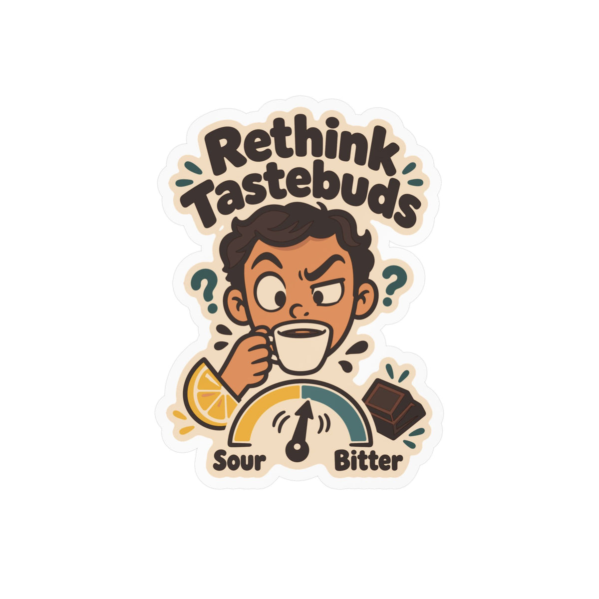 Espresso Sticker "Rethink Tastebuds" – Coffee Lover Decals for Your Grinder or Digital Scale