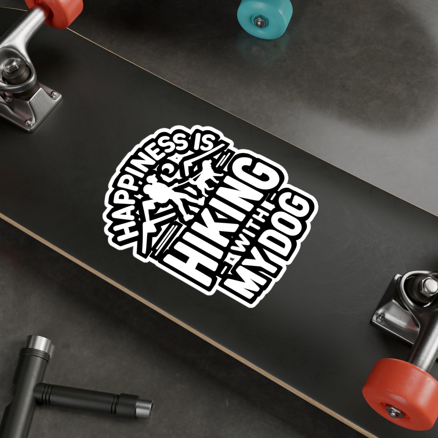 Happiness Is Hiking With My Dog  - Hiking Sticker for Laptop Sticker. Water Bottle Sticker, Vinyl Hiker Decal - Hiking Gift