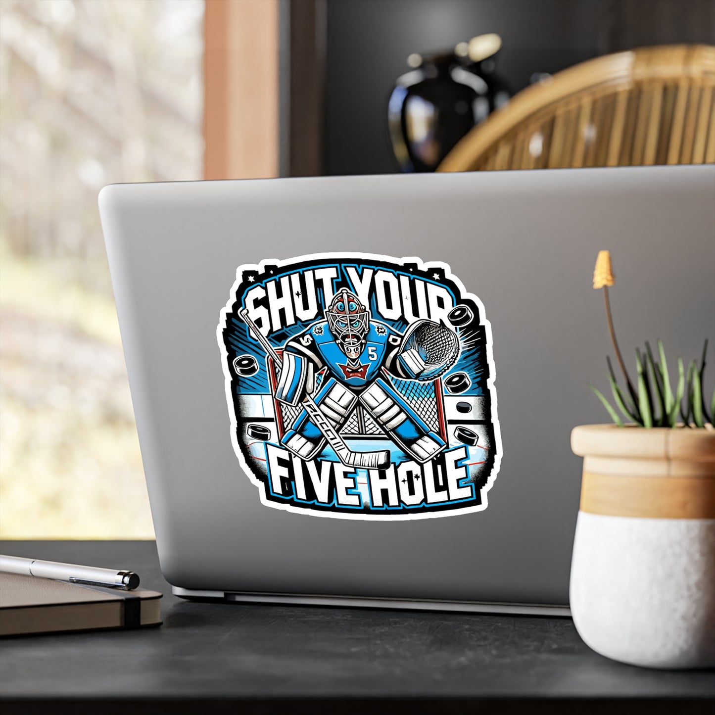 Shut Your Five Hole - Hockey Sticker for Laptop Sticker. Water Bottle Sticker, Vinyl Goalie Decal - Hockey Gift