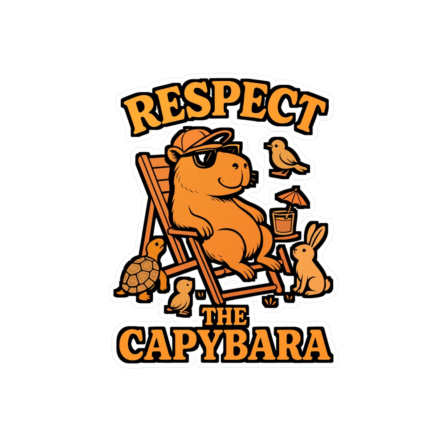Respect The Capybara – Funny Capybara Sticker for Laptop or Water Bottle | Cute Animal Vinyl Decal | Capybara Lover Gift