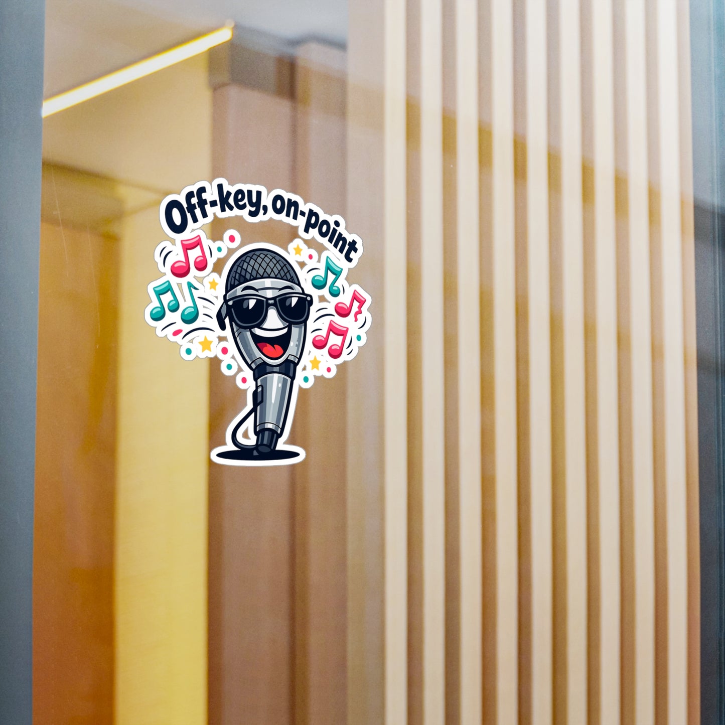 Karaoke Sticker 'Off-key, on-point' Funny Music Beer Booze Decals Waterproof Vinyl for Laptop Water Bottle