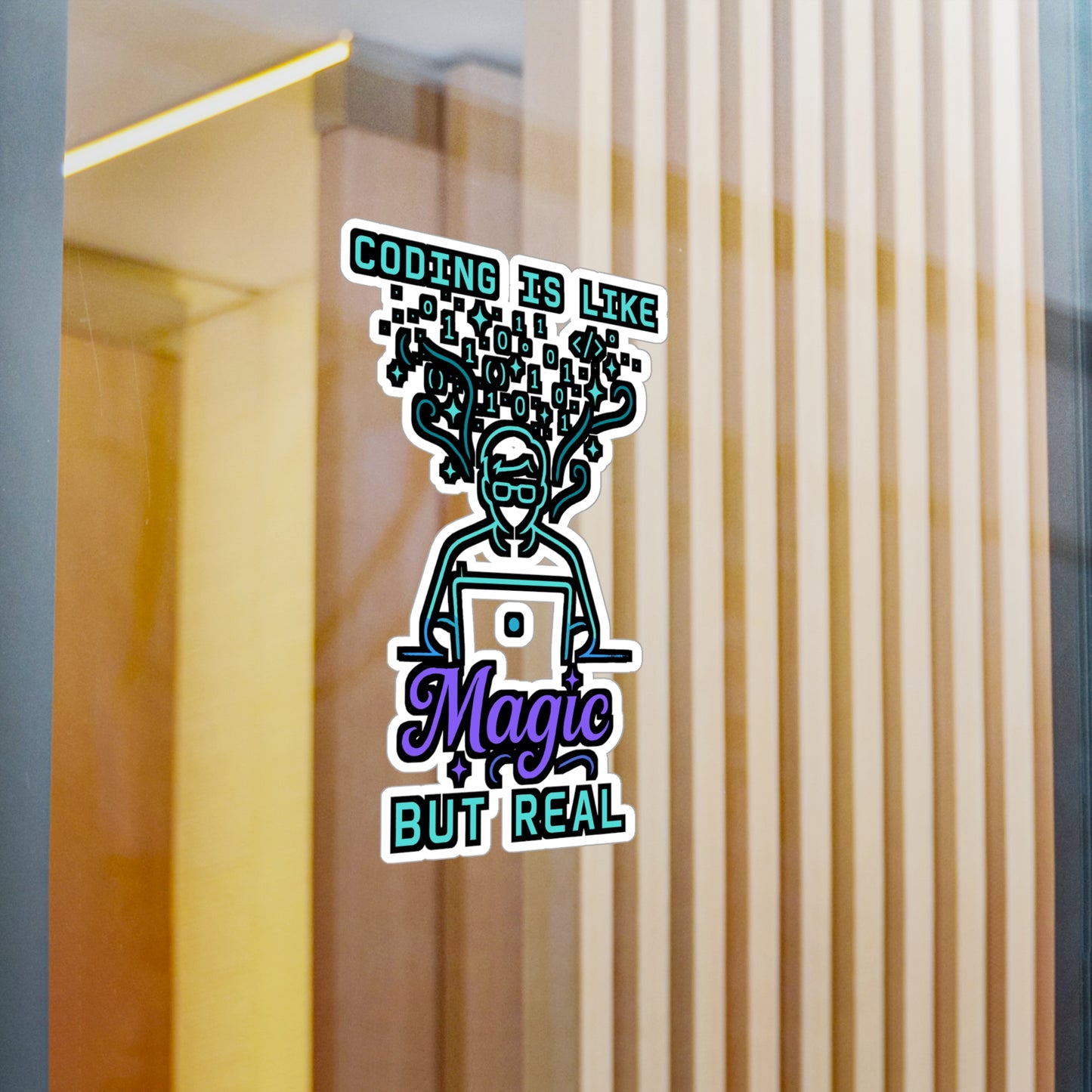Coding Is Like Magic But Real - Programming Sticker for Laptops, Water Bottles - Great Gift for Developers, Coders