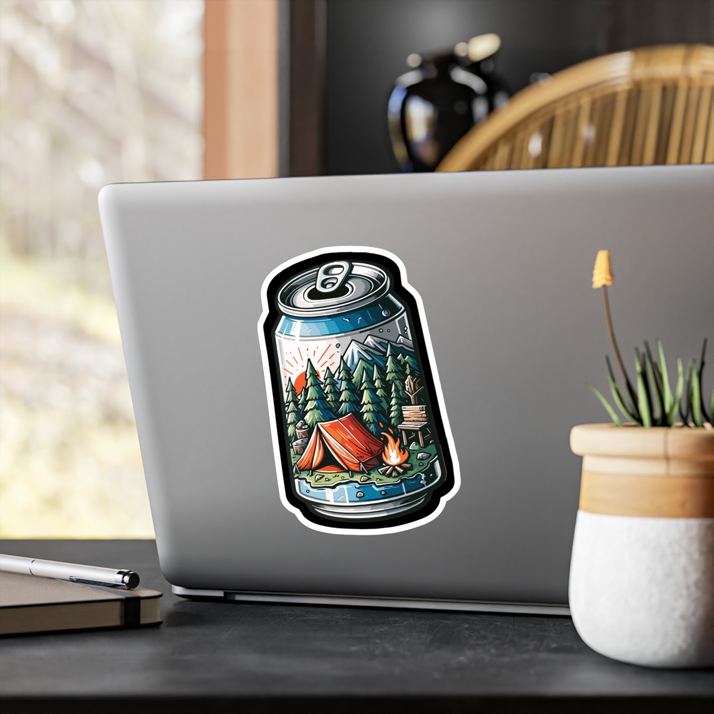 Camping Campfire Can - Camping Sticker for Car and Window. Water Bottle Sticker, Vinyl Adventure Decal - Camping Gift