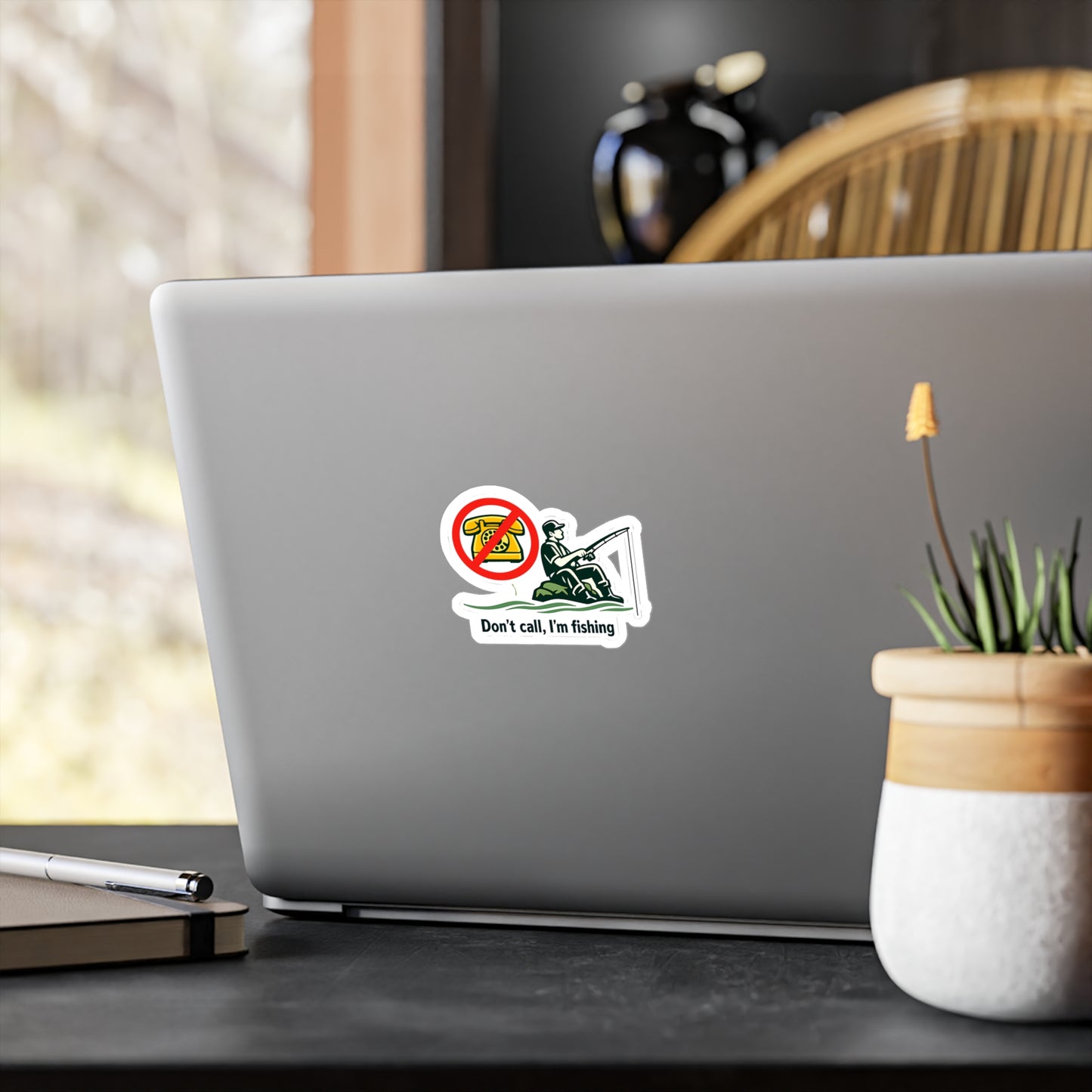 Fishing Sticker Don't call, I'm fishing Funny Angling Lake Boating Design Waterproof Vinyl Decals for Laptop Water Bottle
