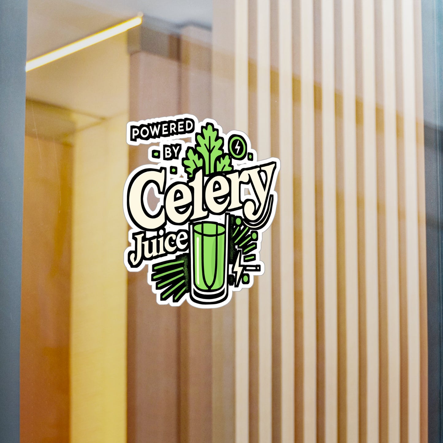 Powered by Celery Juice – Funny Vinyl Sticker for Laptop, Car Window or Water Bottle | Vegan Vegetable Decal Gift