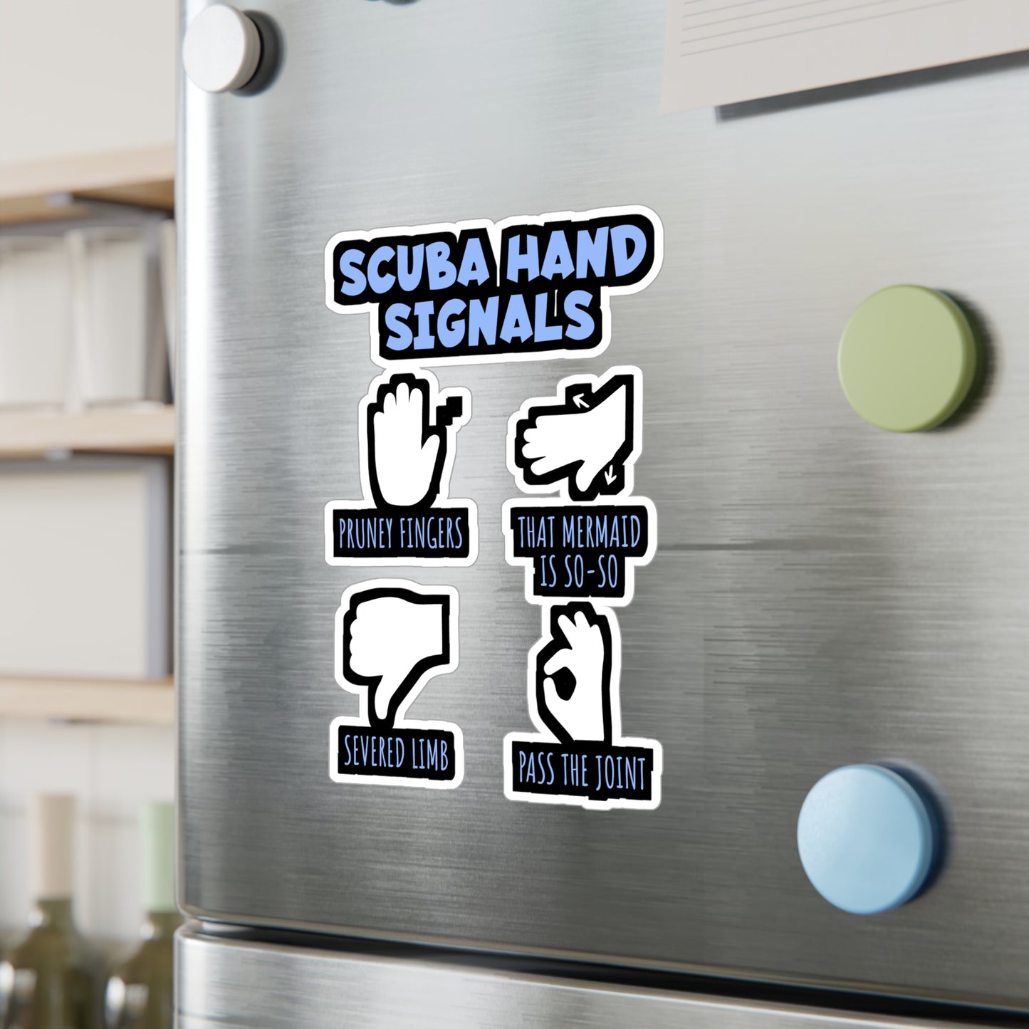 Scuba Hand Signals - Diver Sticker for Laptop Sticker. Water Bottle Sticker, Vinyl Scuba-diving Decal - Diver Gift