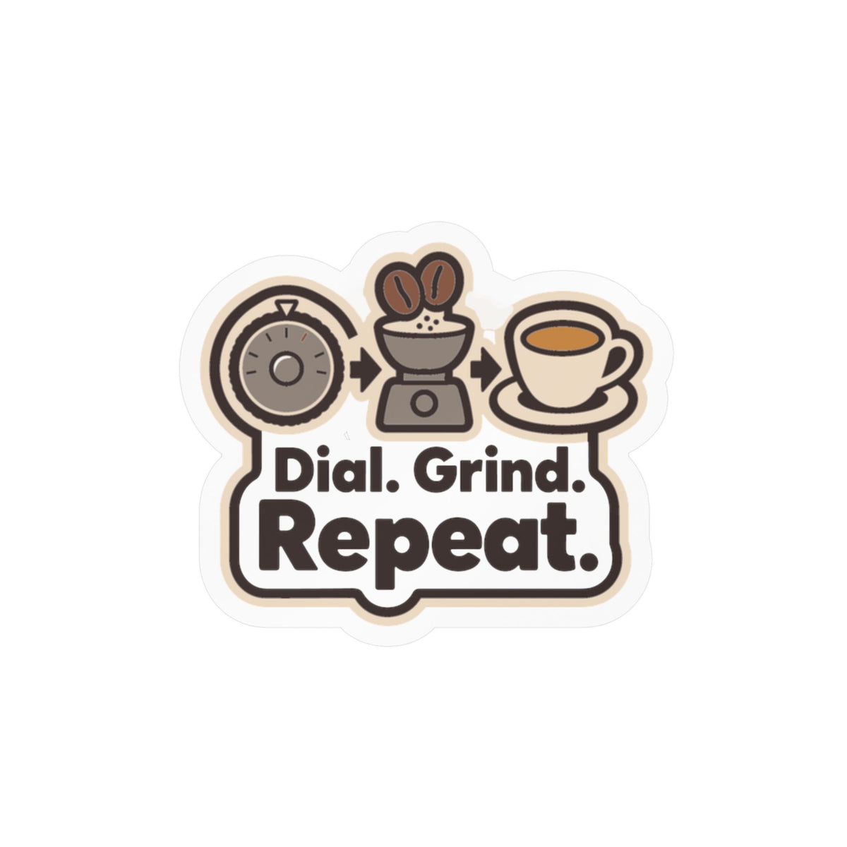 Espresso Sticker - Dial. Grind. Repeat. Coffee Decals for Your Grinder or Digital Scale