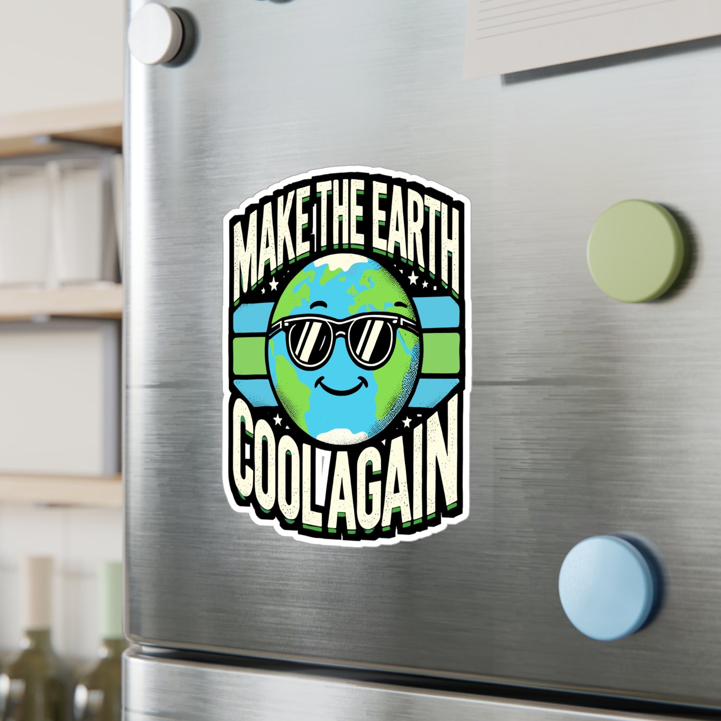 Make The Earth Cool Again - Environmental Sticker for Laptop Sticker. Water Bottle Sticker, Vinyl Earth Decal - Environmental Gift