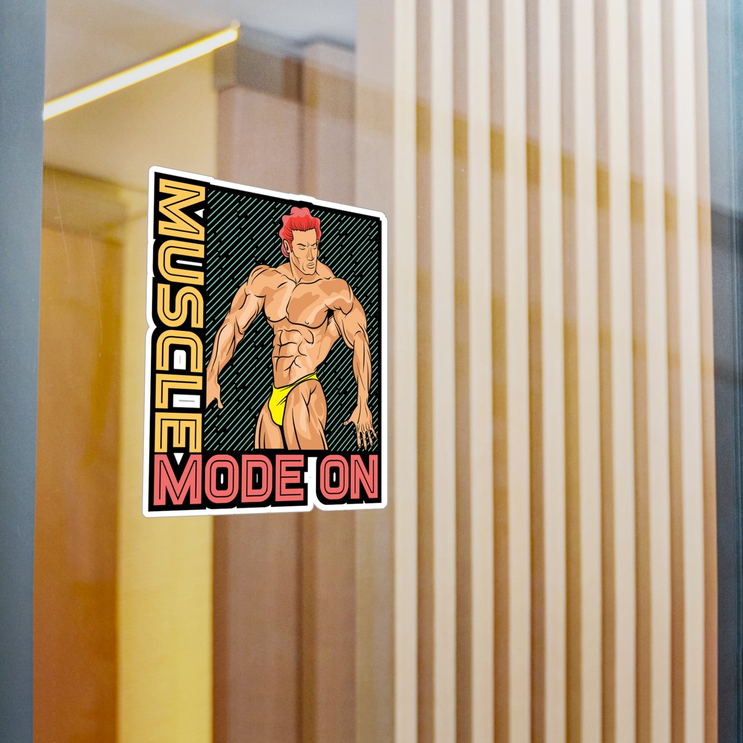 Muscle Mode On - Workout Sticker for Car Window Laptop Sticker. Water Bottle Sticker, Vinyl Gym Decal, Fitness Sticker - Workout Gift