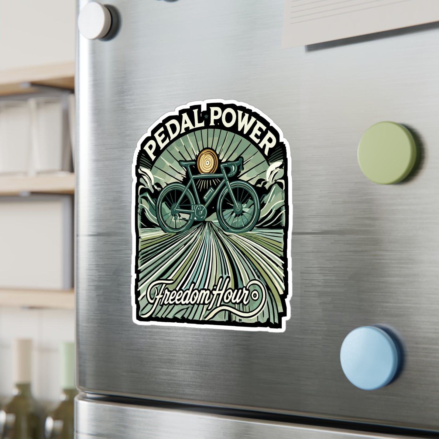 Pedal Power Freedom Hour - Cycling Sticker for Laptop Sticker. Water Bottle Sticker, Vinyl Biking Decal - Cycling Gift