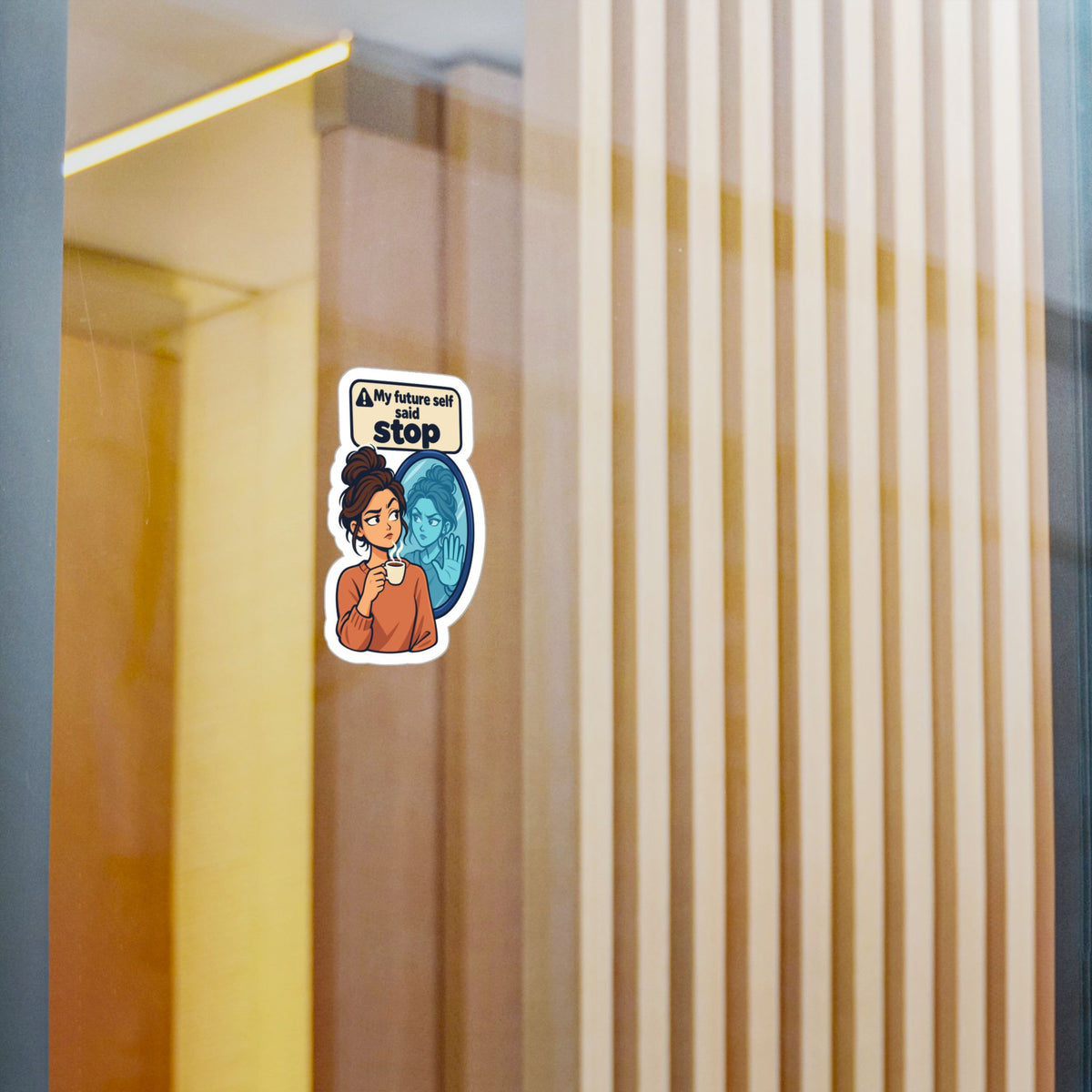 Comic Sticker – My Future Self Said Stop, Doppelgänger Warning Decals for Laptop and Water Bottle