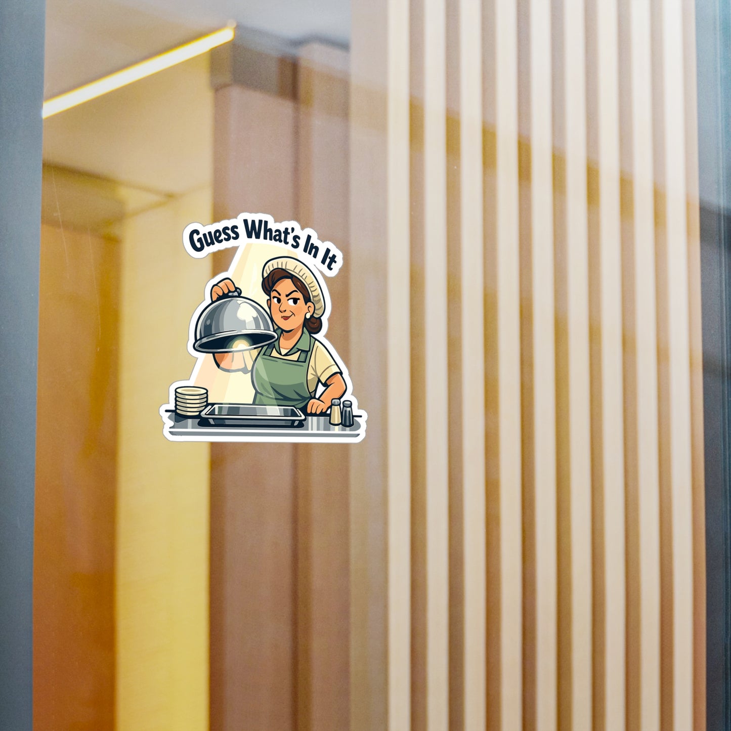 Lunch Lady Sticker Guess What’s In It Funny School Canteen Design Vinyl Waterproof Decals for Laptop Water Bottle