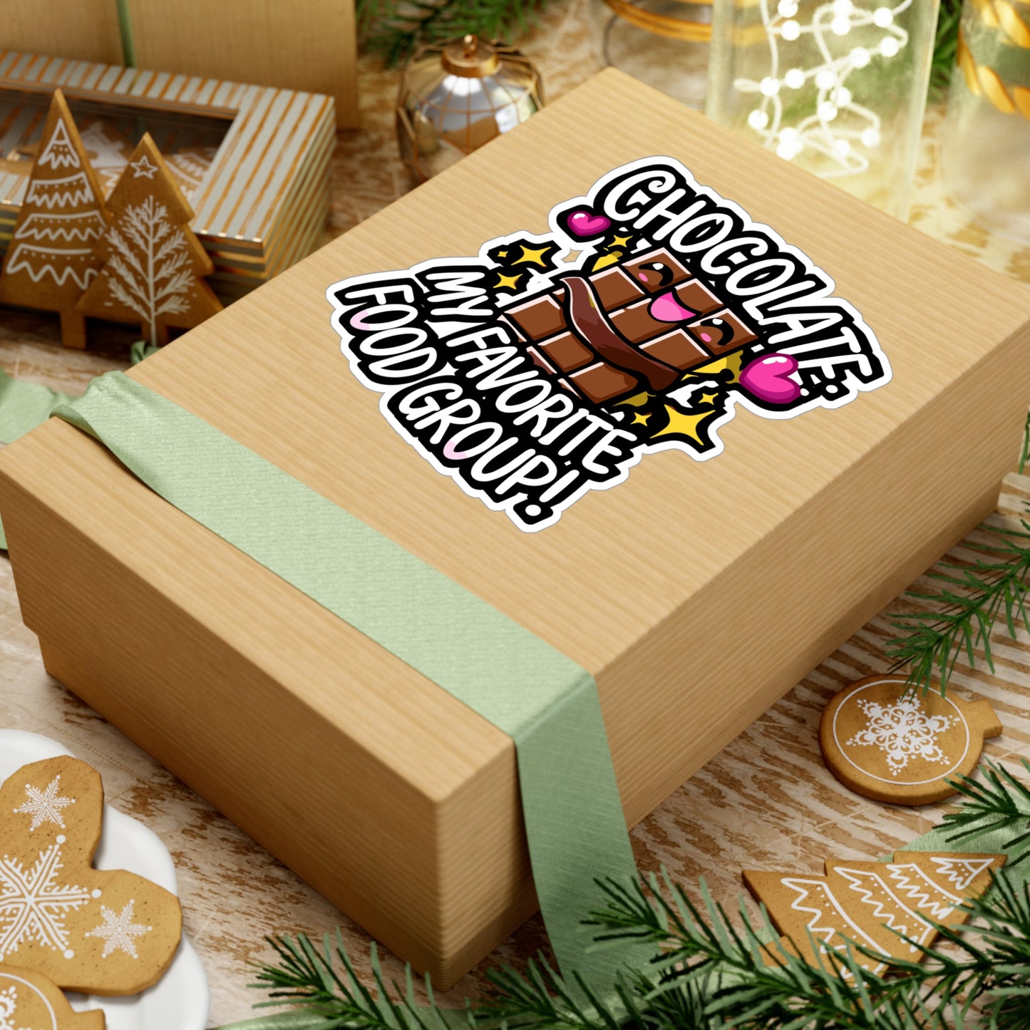 Chocolate My Favorite Food Group - Chocolate Sticker for Laptop Sticker. Water Bottle Sticker, Vinyl Chocolate humor Decal - Chocolate Gift