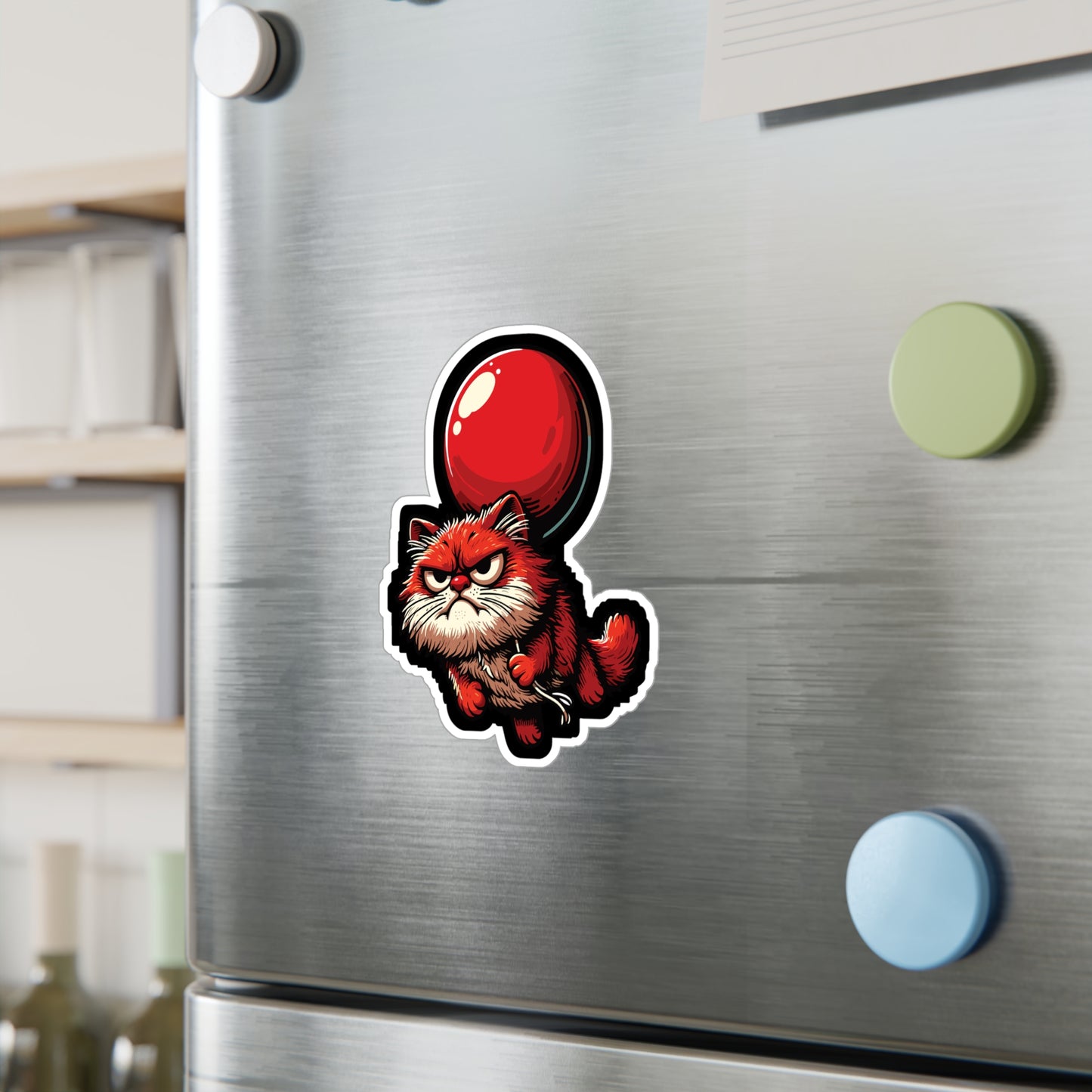 Cat with Balloon - Cat Sticker for Car Window Laptop Sticker. Water Bottle Sticker, Vinyl Balloon Decal, Floating Sticker - Cat Gift