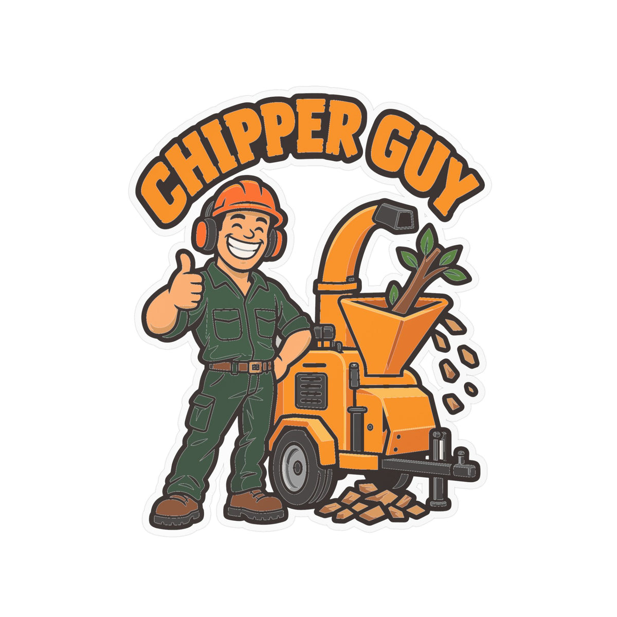 Tree Sticker Chipper Guy - Funny Tree Worker and Branch Manager Design, Decals for Laptop and Water Bottle