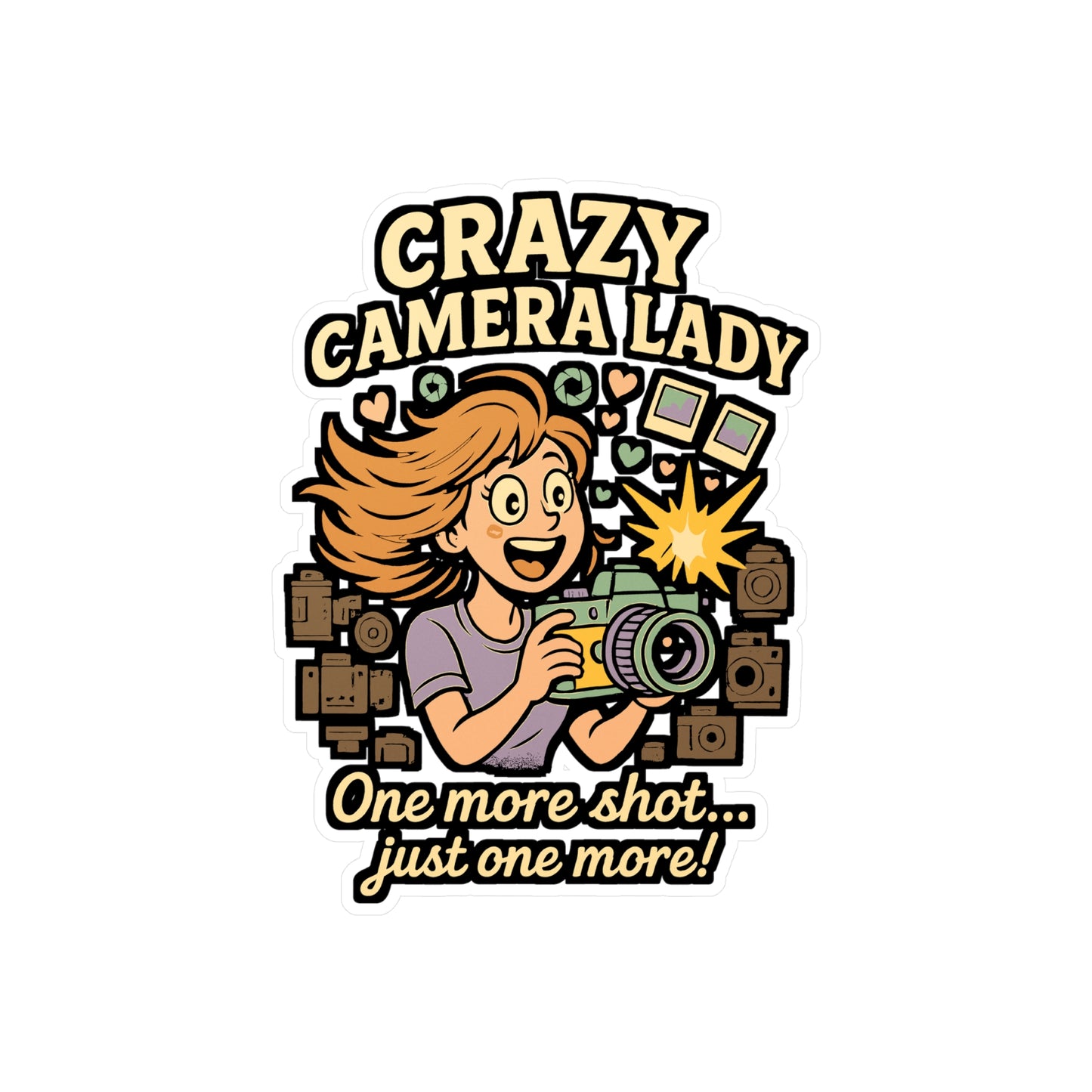 Photography Sticker – “Crazy Camera Lady” Vinyl Decals for Laptops, Water Bottles, Gift for Photographer, Filmmaker Shooting Lover