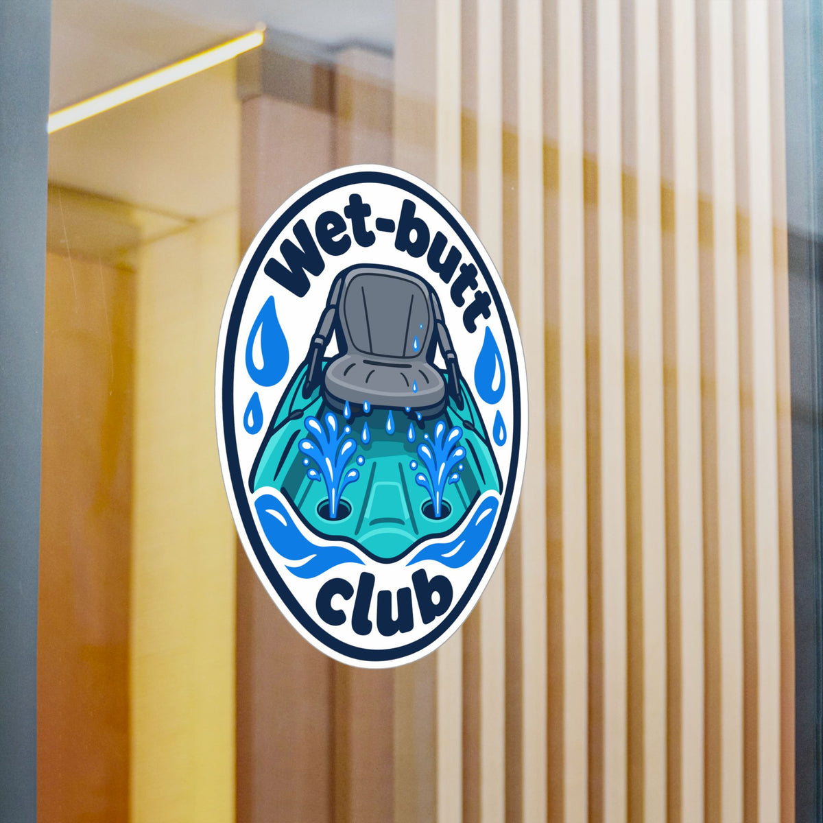 Kayak Sticker - Wet-Butt Club Decals for the Kayaker Who Loves Kayaking and Rowing, for Laptop or Water Bottle