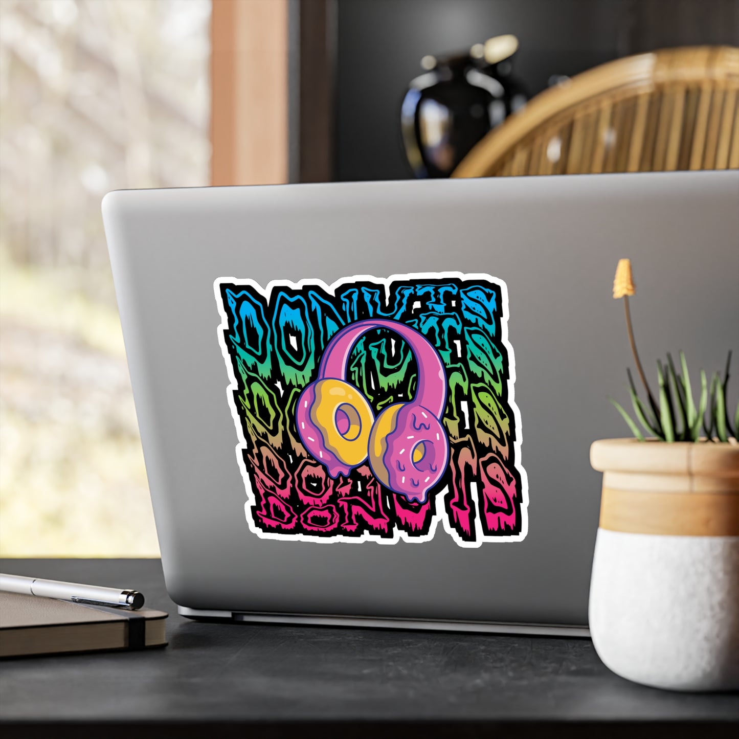 Donuts Headset - Donut Sticker for Car Window Laptop Sticker. Water Bottle Sticker, Vinyl Food Decal, Donuts Sticker - Donut Gift