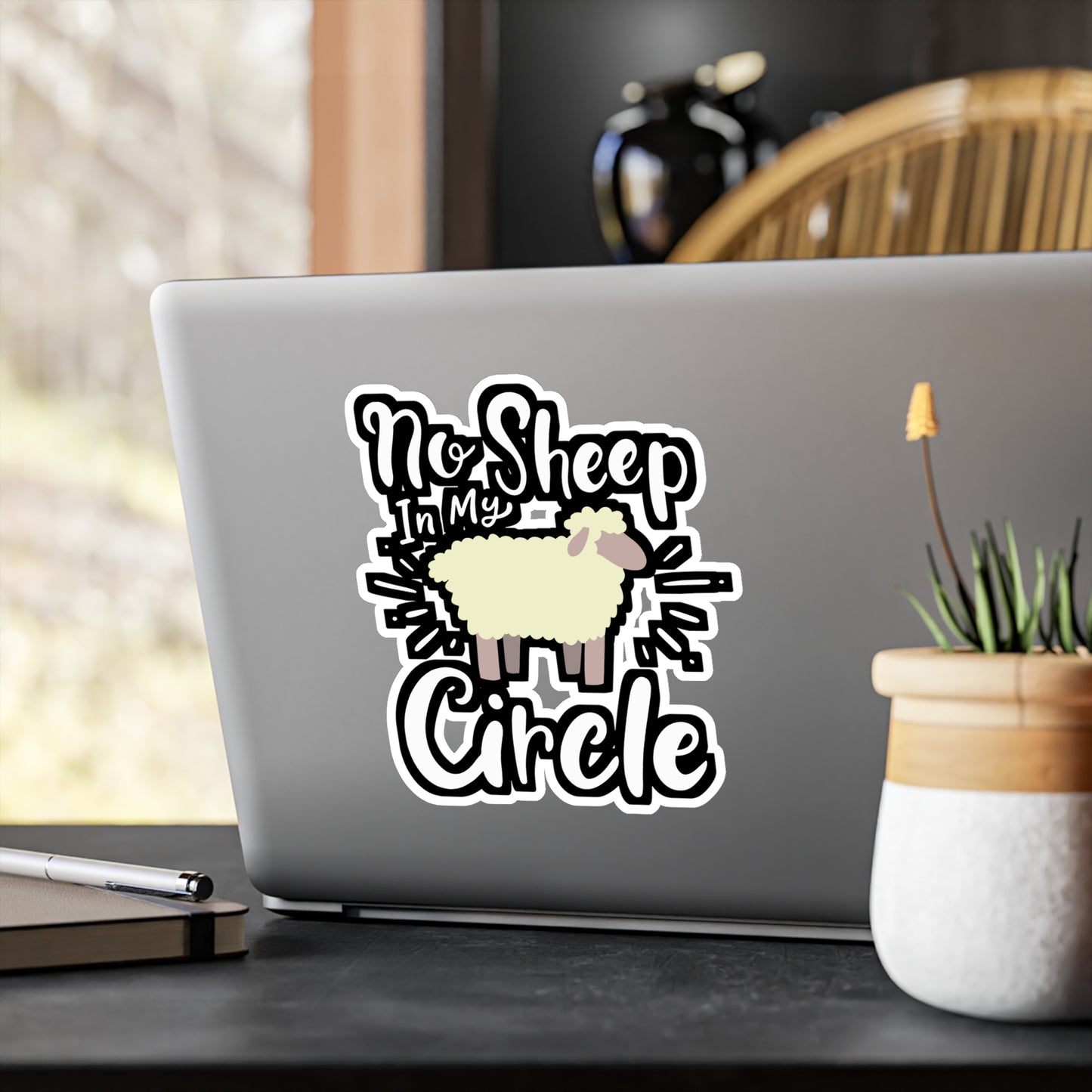 No Sheep In My Circle - Sheep Sticker for Laptop Sticker. Water Bottle Sticker, Vinyl Political Decal - Sheep Gift