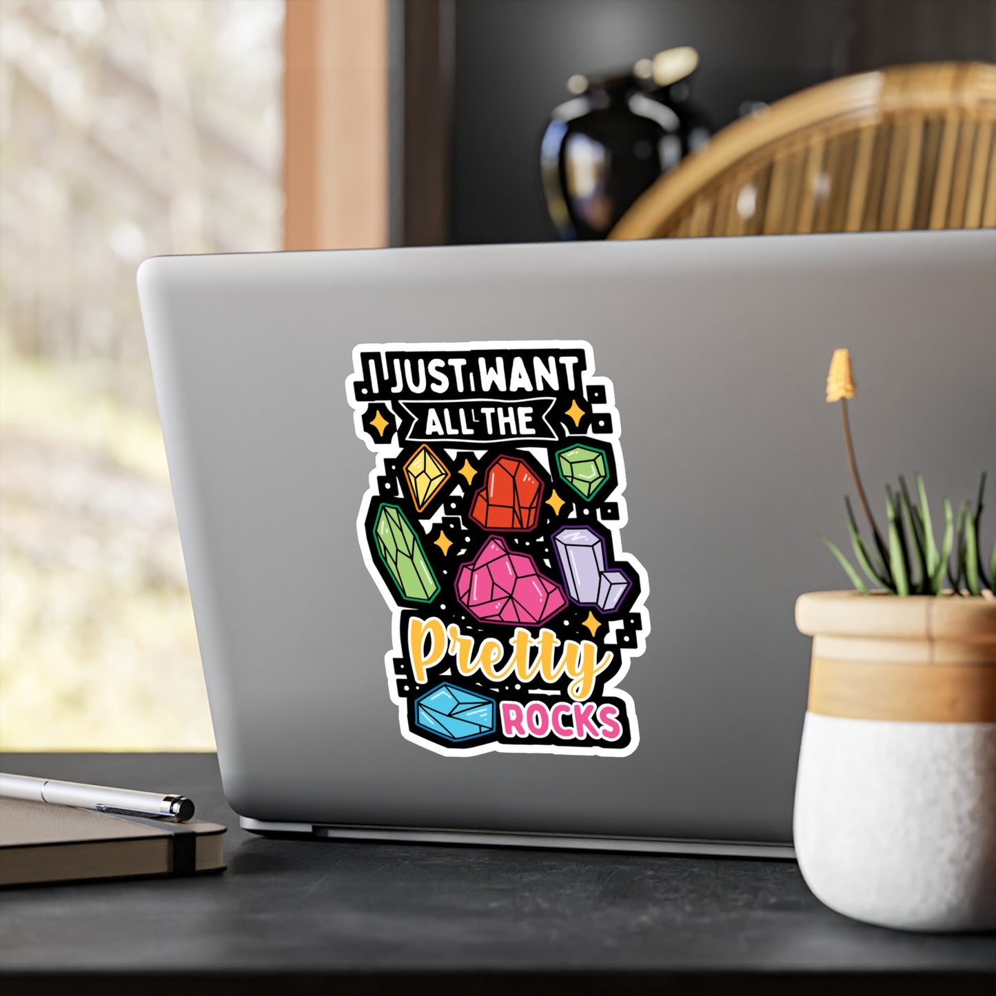 I Just Want All The Pretty Rocks - Rockhounding Sticker for Laptop Sticker. Water Bottle Sticker, Vinyl Rock-hunting Decal - Rockhounding Gift