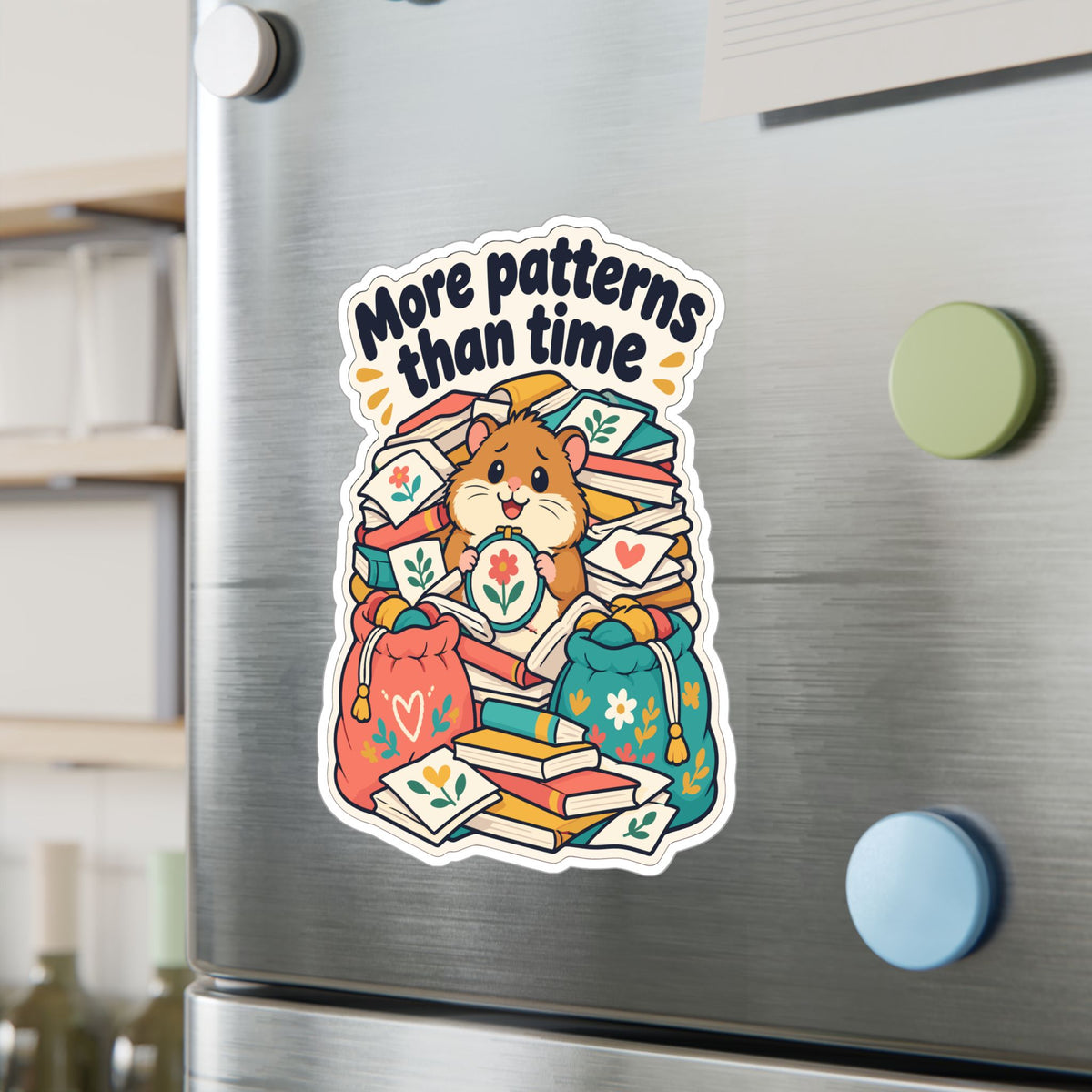 Embroidery Sticker – More Patterns Than Time – Needlework Decals for Stitching and Crafting Lovers, Laptop or Water Bottle