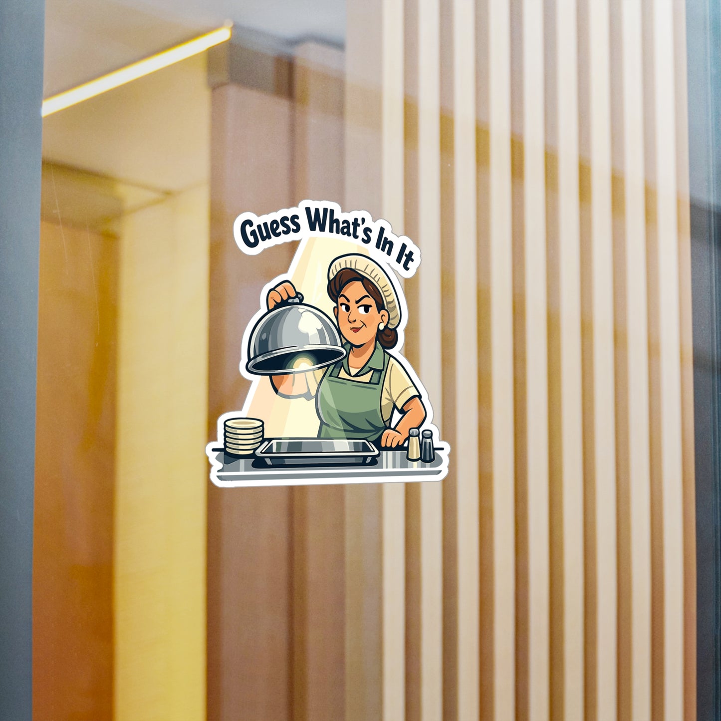 Lunch Lady Sticker Guess What’s In It Funny School Canteen Design Vinyl Waterproof Decals for Laptop Water Bottle