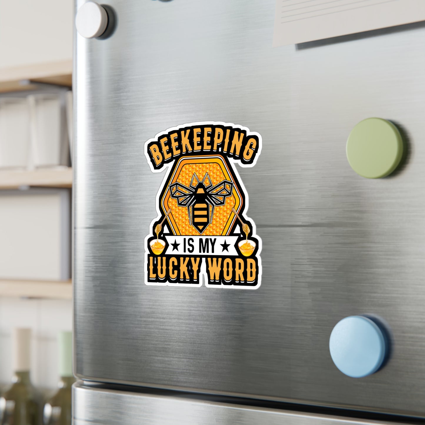 Beekeeping is my lucky word - Beekeeping Sticker for Laptop Sticker. Water Bottle Sticker, Vinyl Brood Decal - Beekeeping Gift