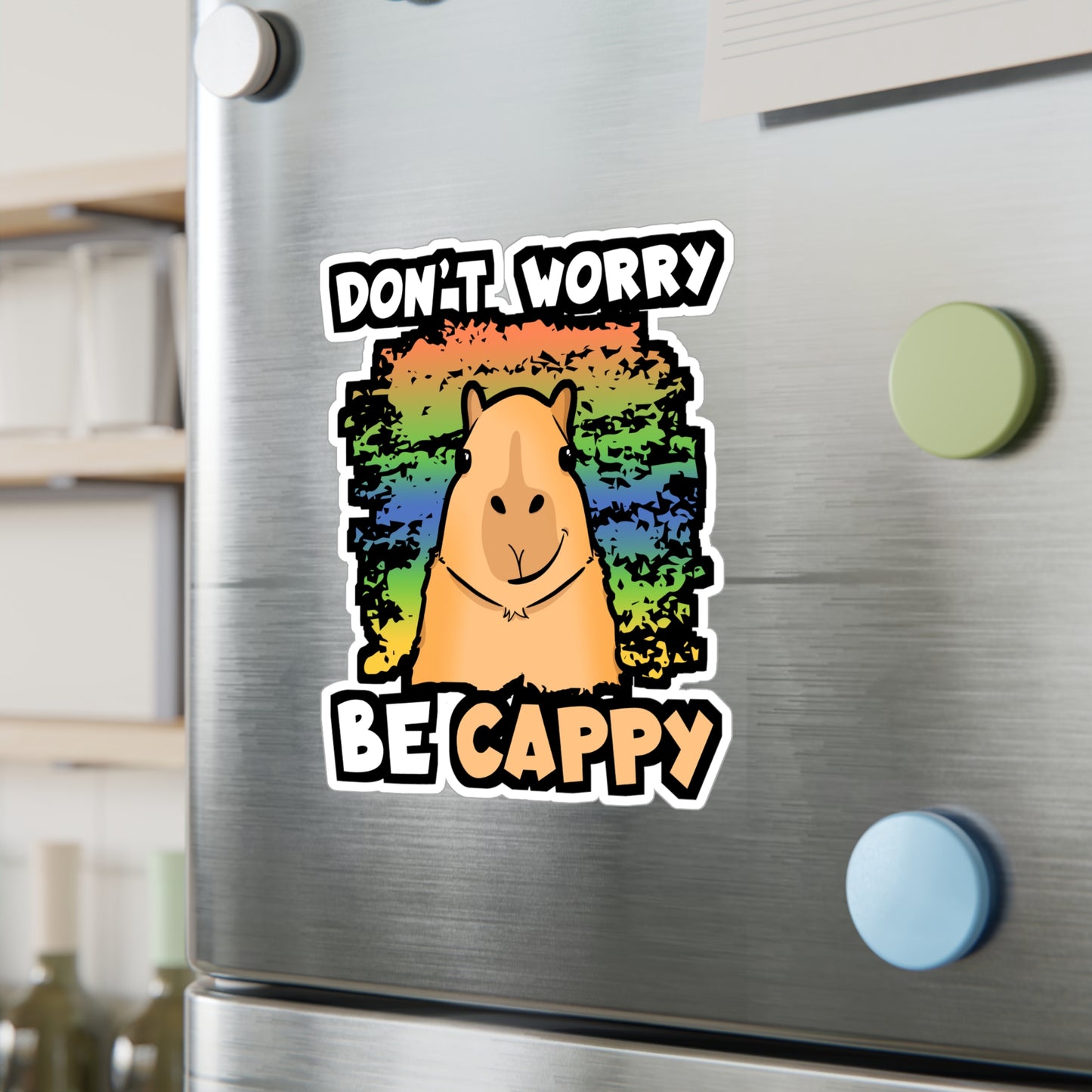 Don't Worry Be Cappy | Capybara Sticker | Capy Decals | Rodent Laptop Sticker | Capybara Gift | Capy Gift