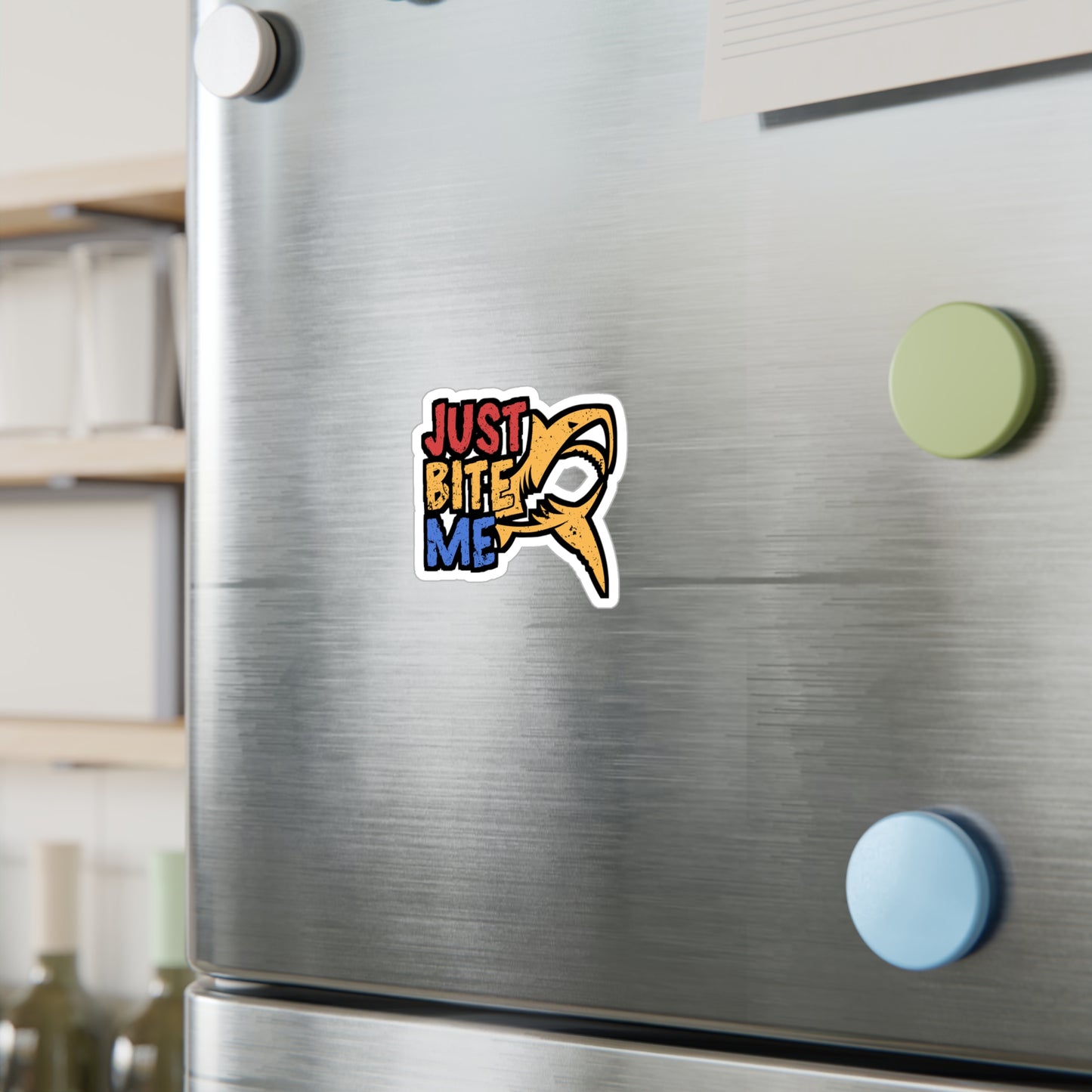 Just Bite Me - Sharks Sticker for Car Window Laptop Sticker. Water Bottle Sticker, Vinyl Marine Decal, Jaws Sticker - Sharks Gift