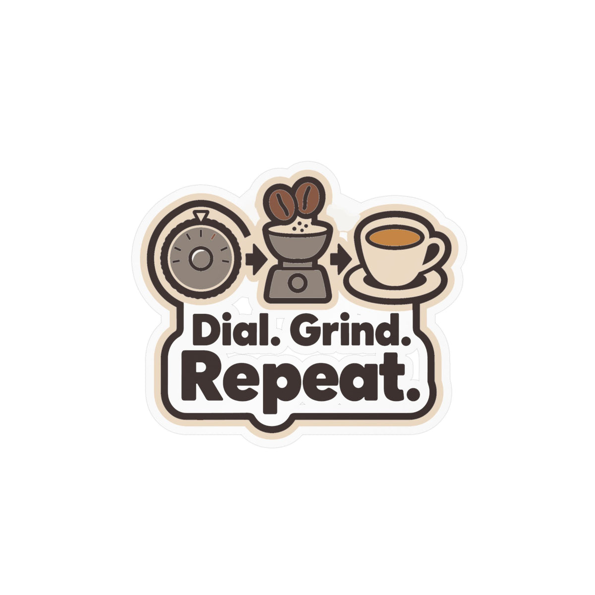 Espresso Sticker - Dial. Grind. Repeat. Coffee Decals for Your Grinder or Digital Scale