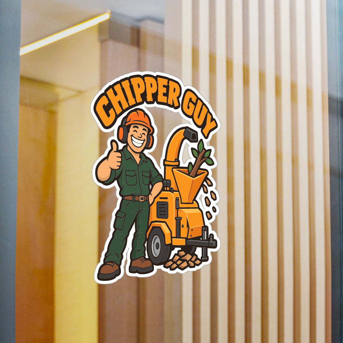 Tree Sticker Chipper Guy - Funny Tree Worker and Branch Manager Design, Decals for Laptop and Water Bottle
