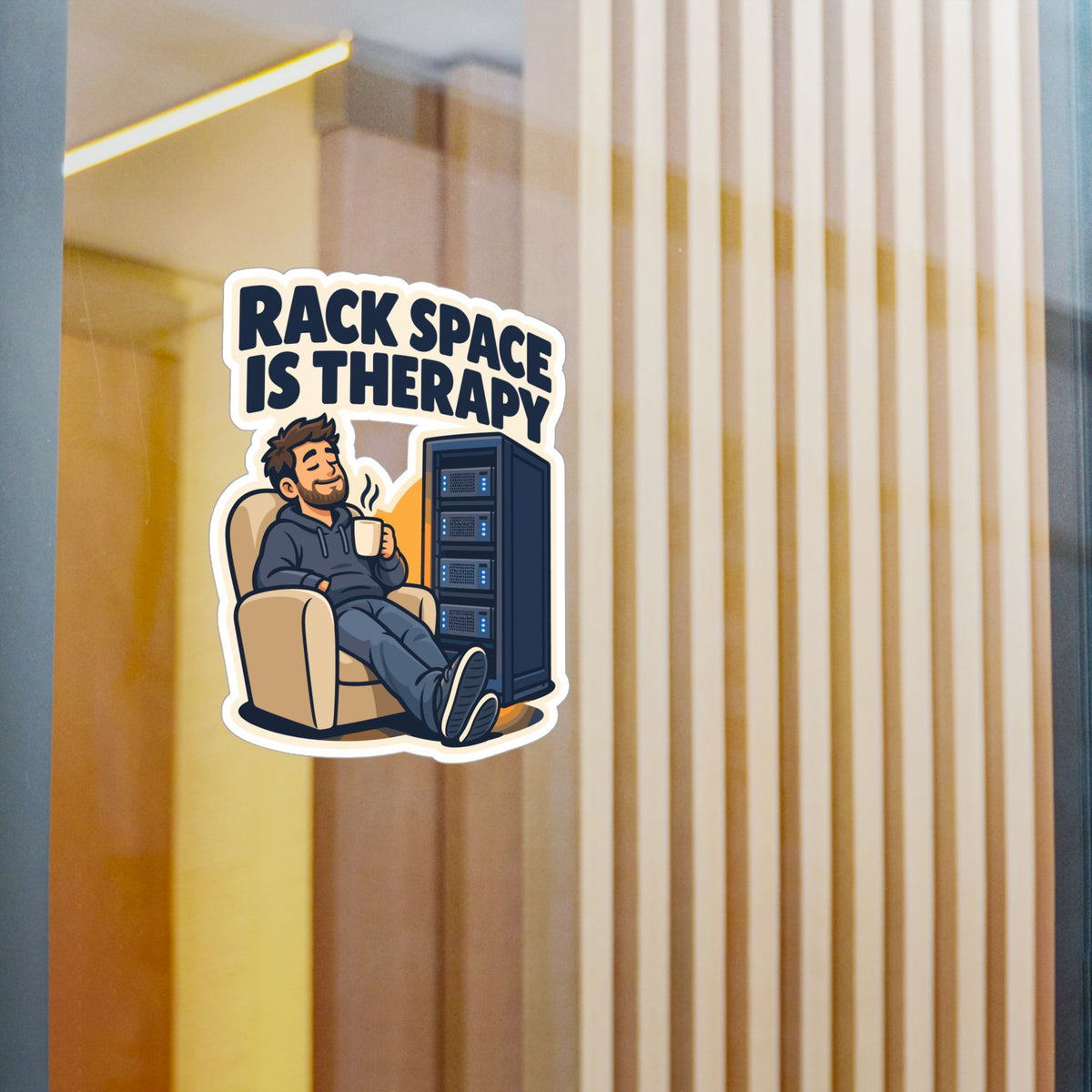 tech Sticker – Rack Space Is Therapy, Reboot Button and Bandage Humor Decals for Laptop and Water Bottle