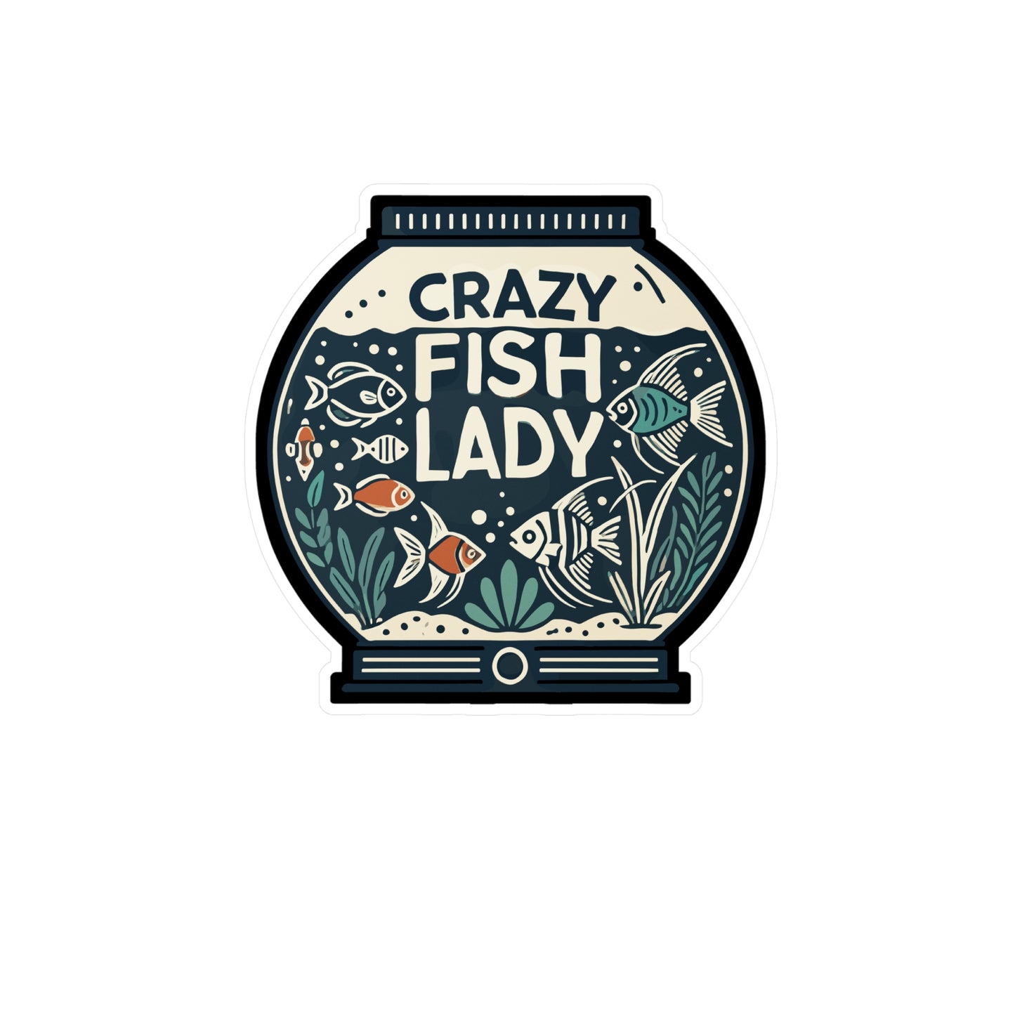 Crazy Fish Lady  - Aquarist Sticker for Car Laptop Sticker. Water Bottle Sticker, Vinyl Aquarium Decal - Aquarist Gift