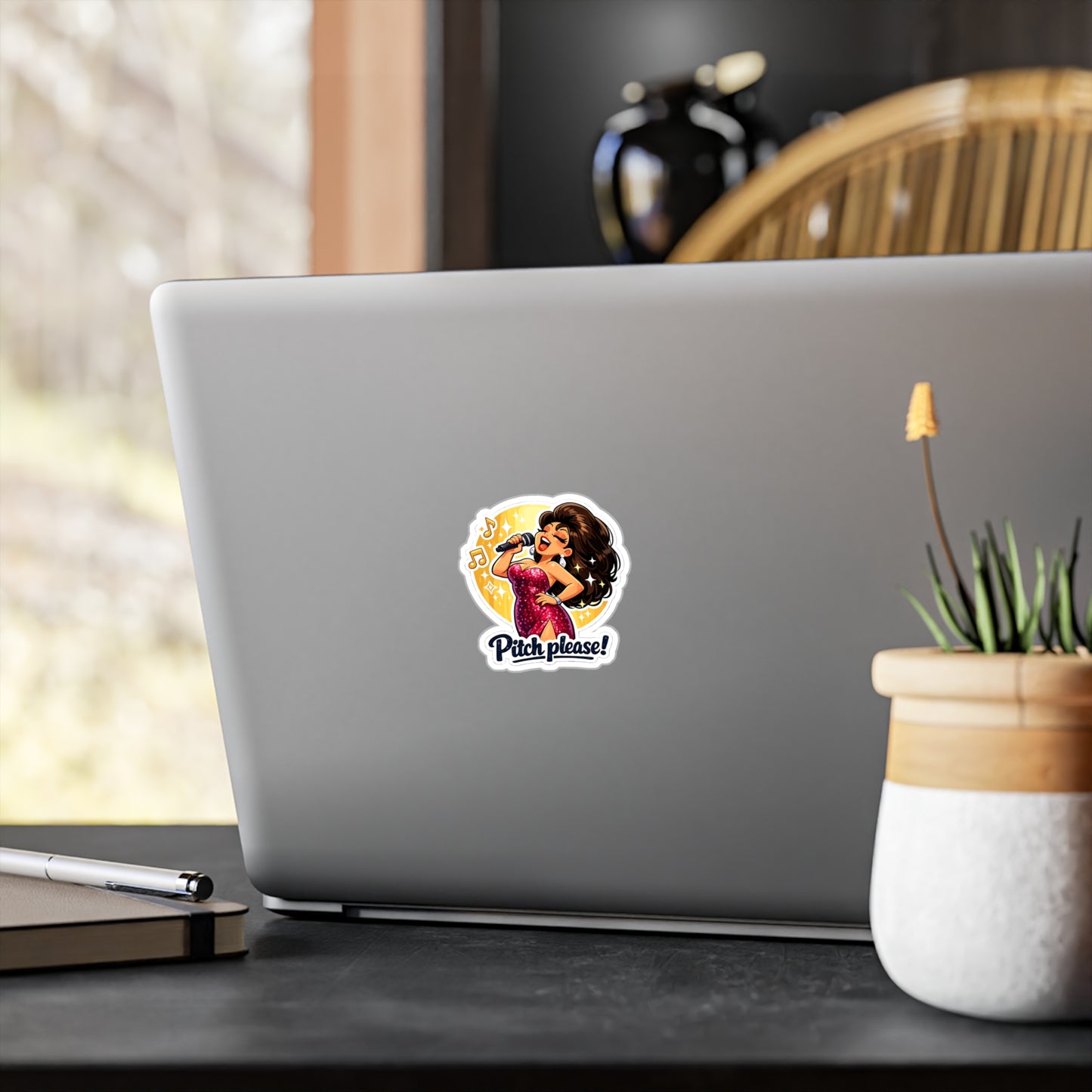 Karaoke Sticker Pitch Please Funny Music Beer Vibe Vinyl Waterproof Decals for Laptop Water Bottle