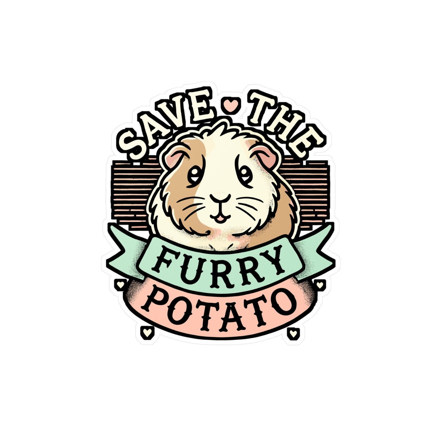 Save The Furry Potato – Funny Guinea Pig Sticker for Laptop or Water Bottle | Cute Vinyl Decal & Pet Lover Gift