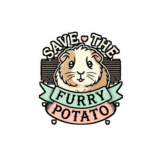 Save The Furry Potato – Funny Guinea Pig Sticker for Laptop or Water Bottle | Cute Vinyl Decal & Pet Lover Gift