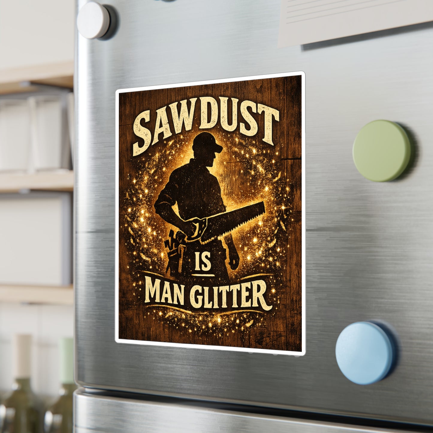 Carpenter Sticker Sawdust is Man Glitter Funny Woodworker Woodworking Vinyl Waterproof Decals for Laptop Water Bottle