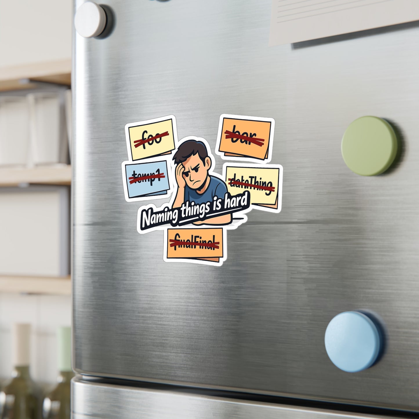 Coding Sticker Naming Things Is Hard Funny Programmer Decals, Waterproof Vinyl for Laptop, Water Bottle, Source Code Semicolon Humor