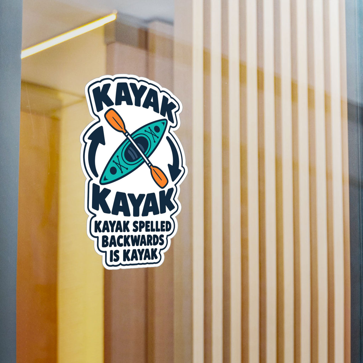 Kayak Sticker - Spelled Backwards Is Kayak, Funny Kayaking and Rowing Decals for Any Kayaker, Laptop or Water Bottle