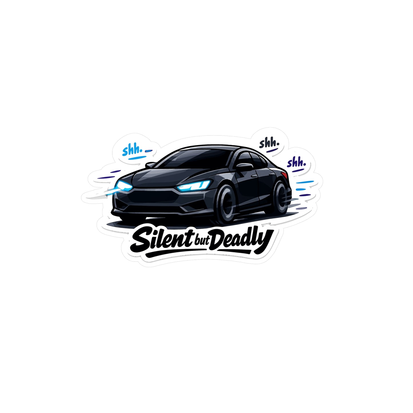 Electric Car Sticker Silent but Deadly Funny electric vehicle decal, Waterproof Vinyl decals for Laptop, Water Bottle, rechargeable battery vibe