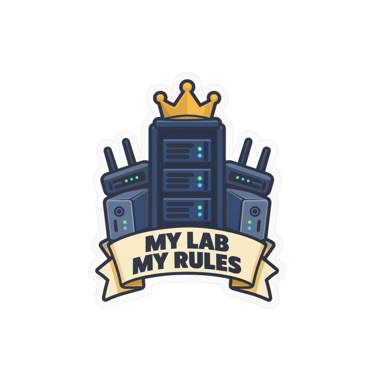tech Sticker - My Lab My Rules, Reboot Button and Bandage Design for Laptop and Water Bottle Decals