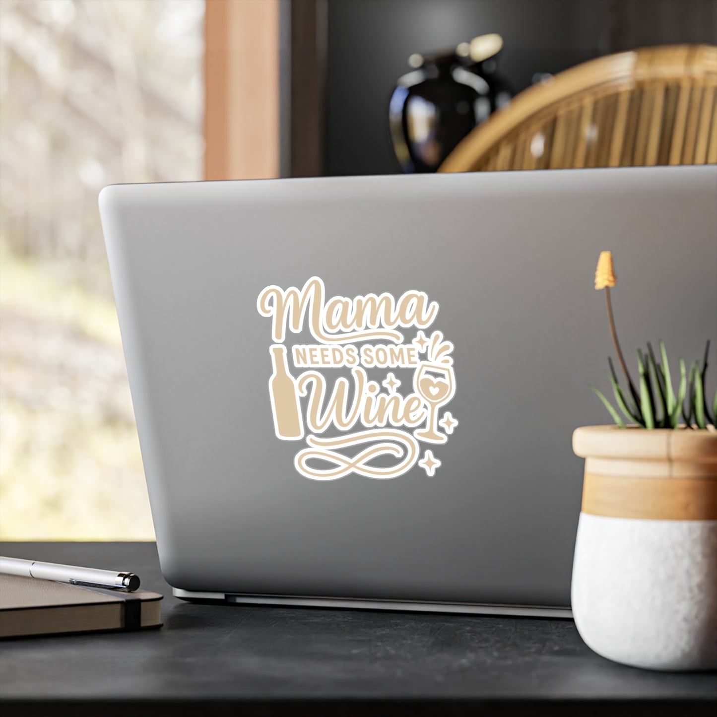Wine Sticker – "Mama Needs Some Wine" Decals for Laptop, Water Bottle, Vinyl, Waterproof, Cute Alcohol Mom Booze Gift
