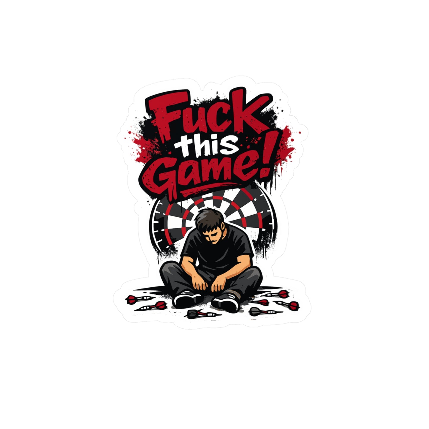 Dart Sticker "Fuck this game!" Funny Dartboard Drinking Team Vinyl Sticker Decals Waterproof for Laptop Water Bottle