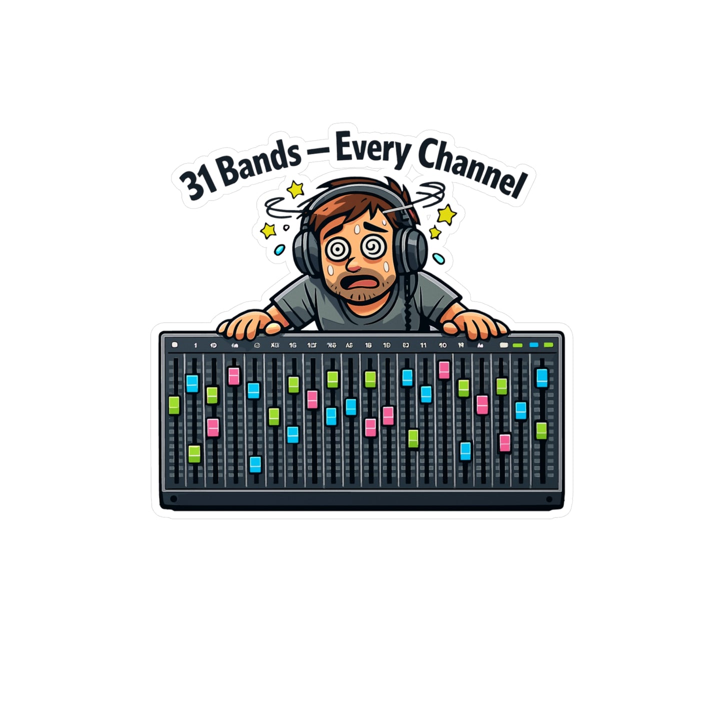 Audio Engineer Sticker 31 Bands – Every Channel Waterproof Vinyl decals for Laptop, Water Bottle, Sound Engineer Monitor, Audio Technician