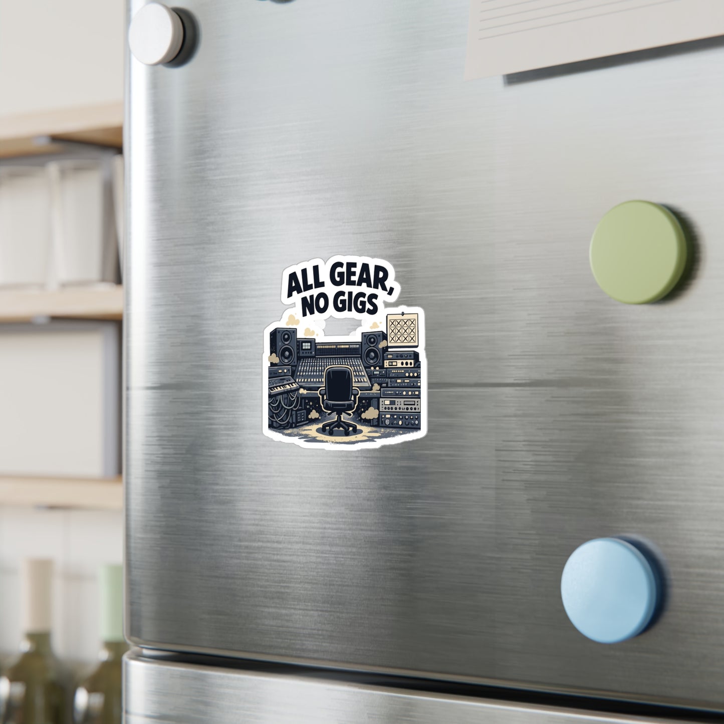 Audio Engineer Sticker All Gear, No Gigs Vinyl Waterproof decals for Laptop Water Bottle Sound Engineer Audio Technician Monitor
