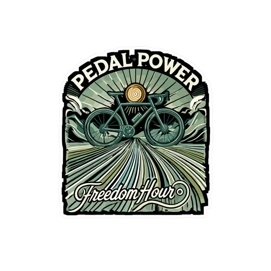 Pedal Power Freedom Hour - Cycling Sticker for Laptop Sticker. Water Bottle Sticker, Vinyl Biking Decal - Cycling Gift