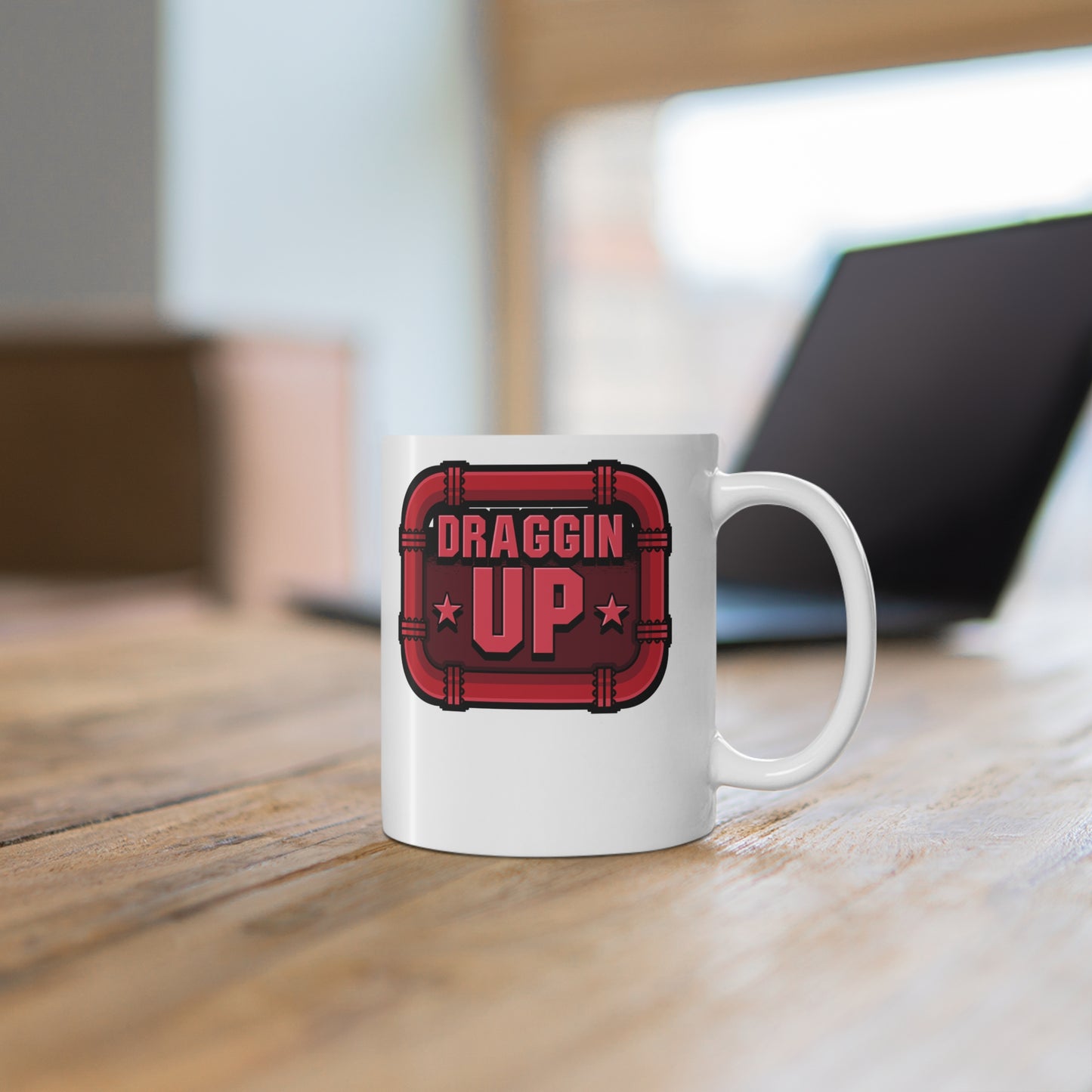 Draggin Up - Welding Mug for Coffee 11oz. Welding Cup, White ceramic, Welder Mug, Tack Tea Cup - Welding Gift