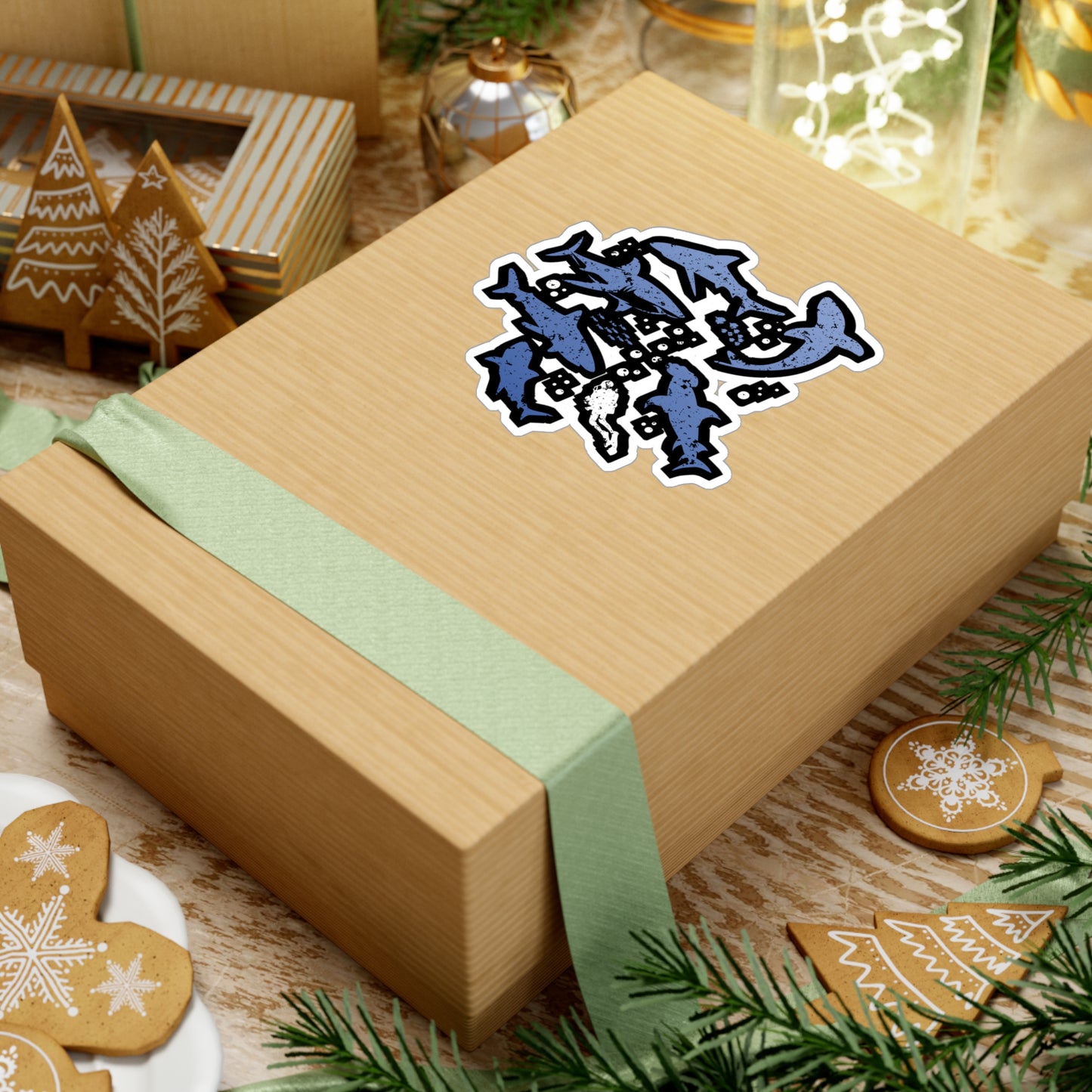 Scuba Diver with Sharks - Diver Sticker for Laptop Sticker. Water Bottle Sticker, Vinyl Scuba-diving Decal - Diver Gift