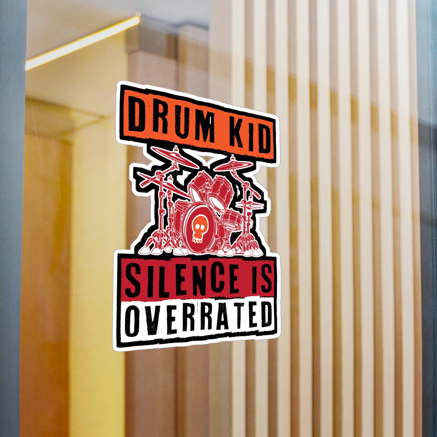 Drum Kid Silence is Overrated - Drums Sticker for Laptop Sticker. Water Bottle Sticker, Vinyl Drummer Decal - Drums Gift